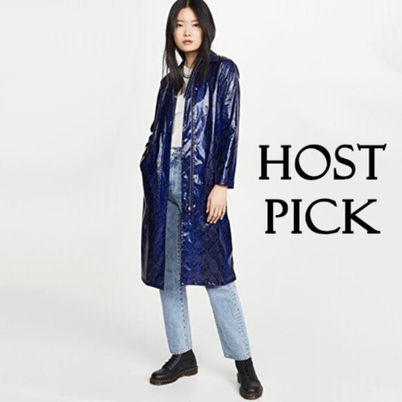 NWT Apparis black blue python faux leather duster jacket, M - Picture 2 of 16